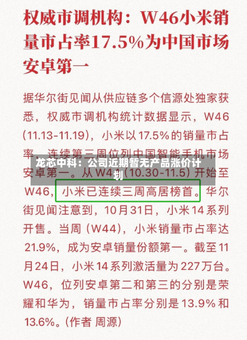 龙芯中科:公司近期暂无产品涨价计划-第2张图片