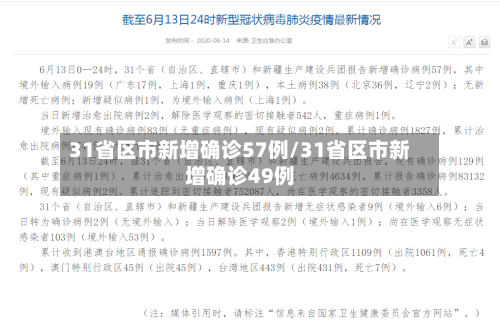 31省区市新增确诊57例/31省区市新增确诊49例